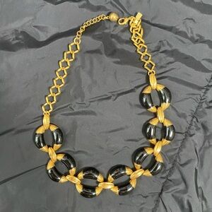 Kate spade NY gold black chain link necklace chunky costume statement necklace